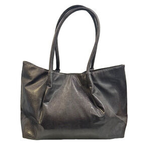 Lulu Dharma Gray Leather Snake Skin Shoulder Tote Bag  NWT